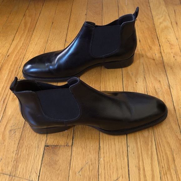 Black Leather Chelsea Boots by Adam Derrick